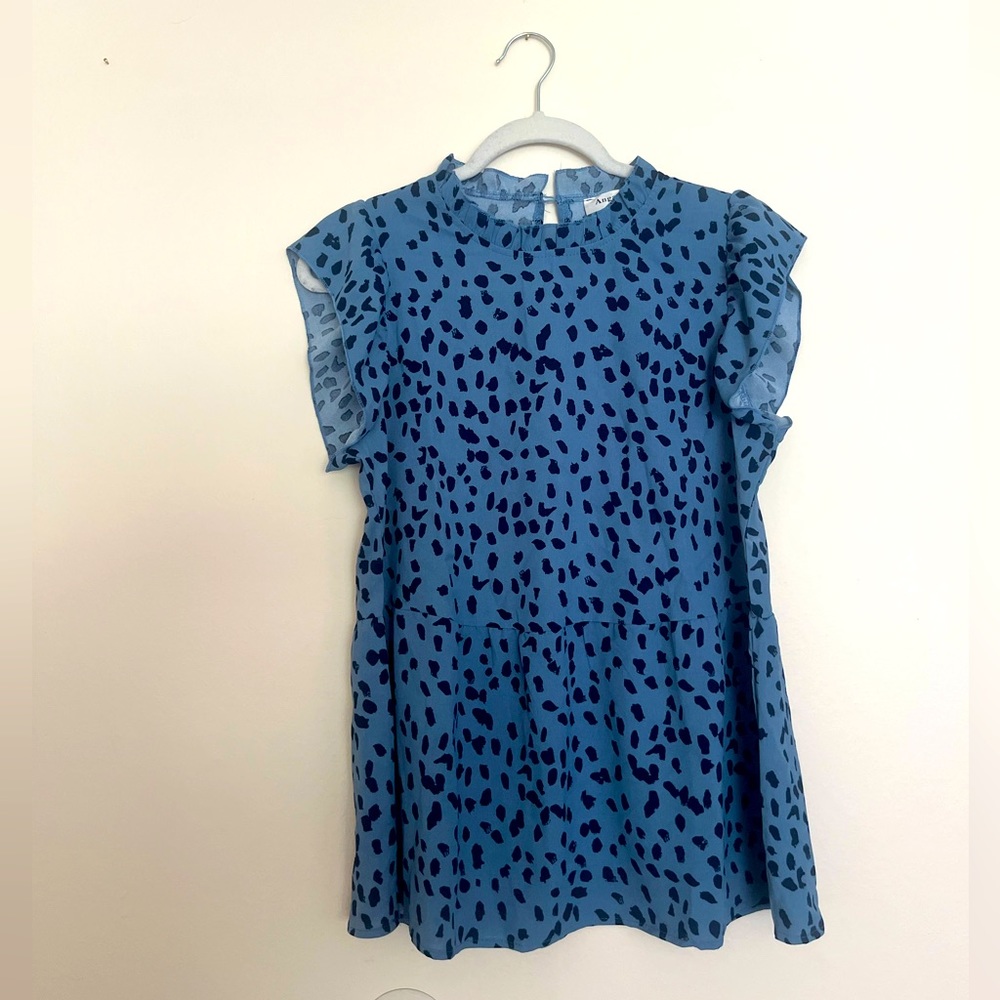 Blue Patterned Drip Waist Peplum Top